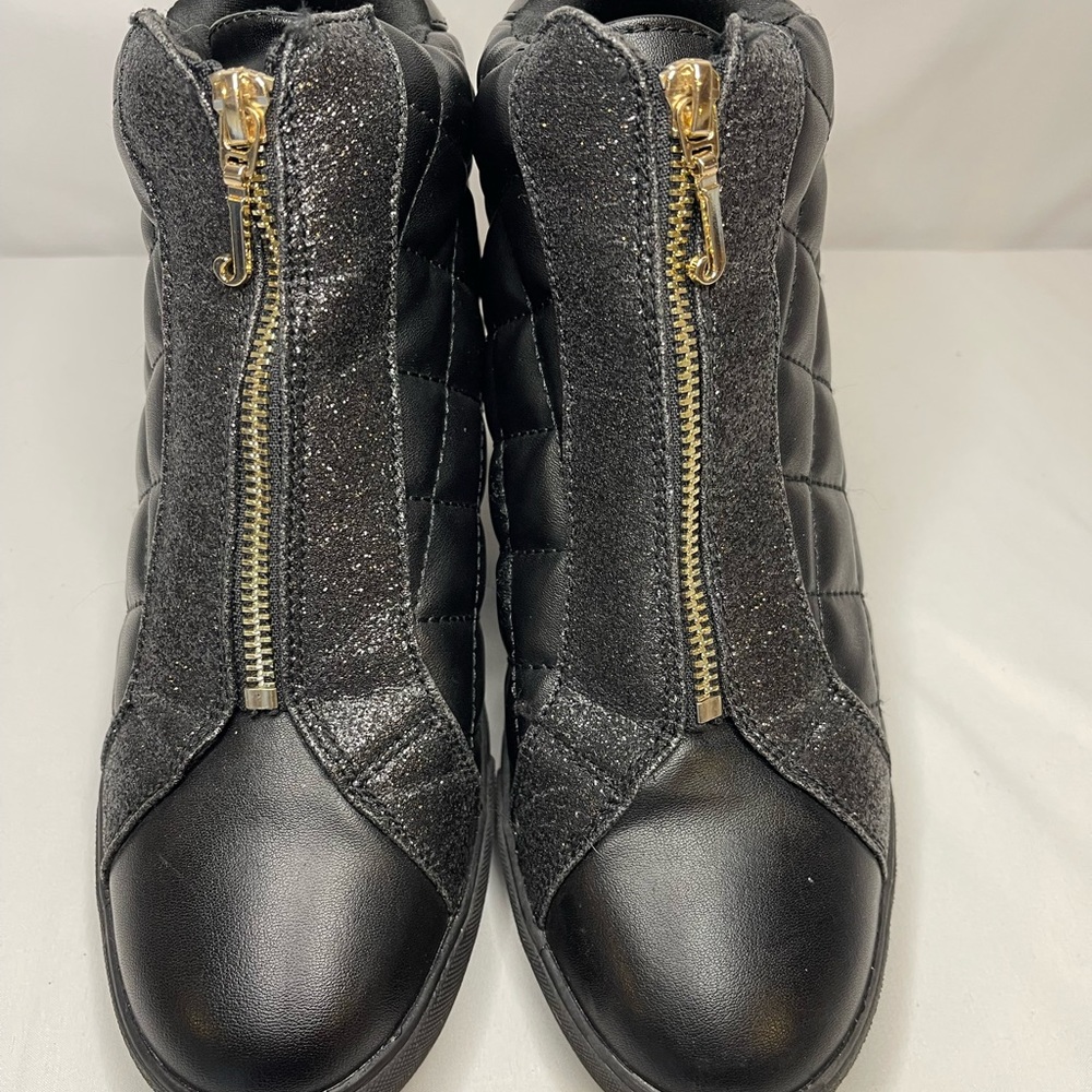 Juicy Couture Jordie Black Wedge Quilted Glitter Boots - Picture 2 of 5